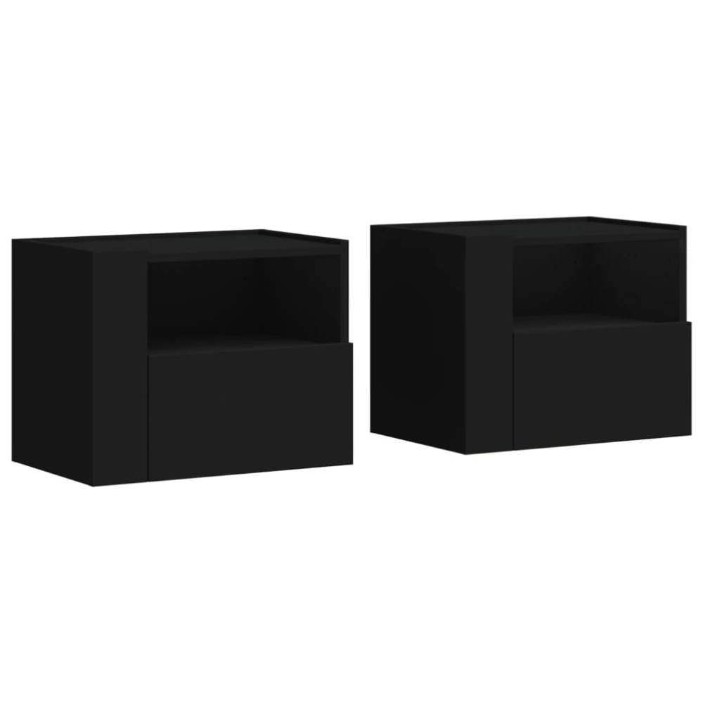 vidaXL Κομοδίνα Επιτοίχια 2 τεμ. Μαύρα 45x30x35 εκ.