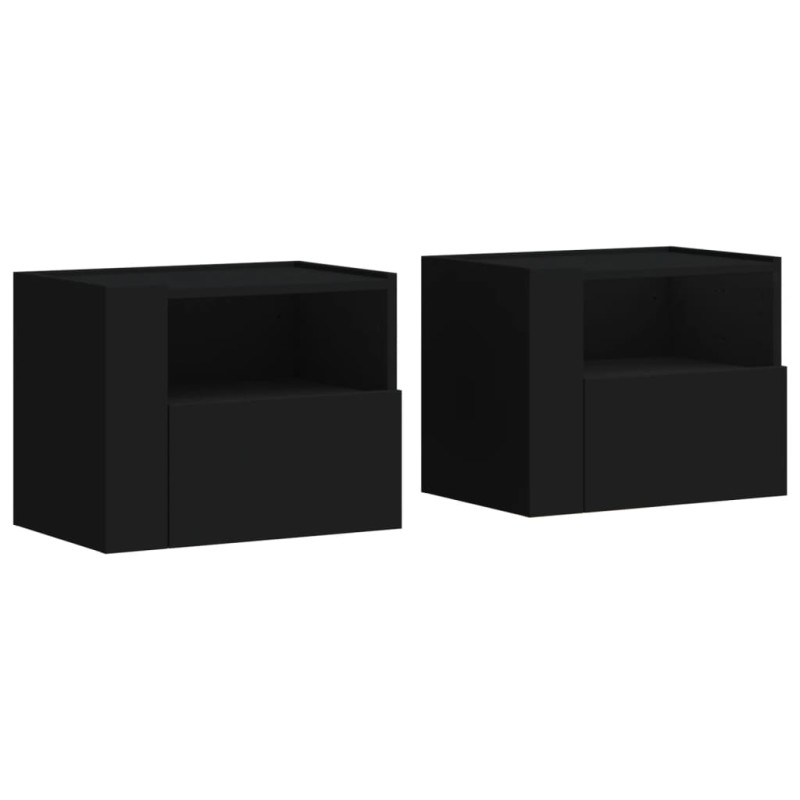 vidaXL Κομοδίνα Επιτοίχια 2 τεμ. Μαύρα 45x30x35 εκ.