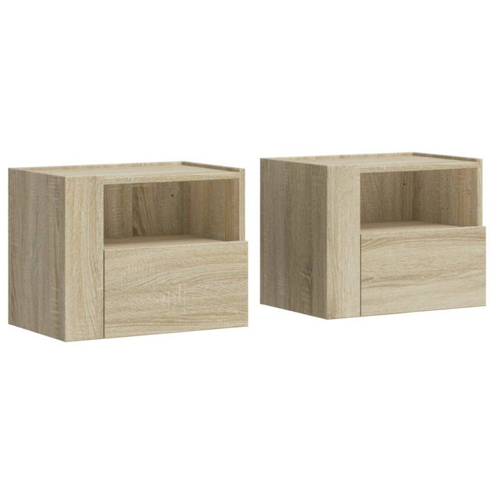 vidaXL Κομοδίνα Επιτοίχια 2 τεμ. Sonoma Δρυς 45x30x35 εκ.
