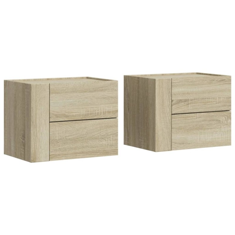 vidaXL Κομοδίνα Επιτοίχια 2 τεμ. Sonoma Δρυς 45x30x35 εκ.