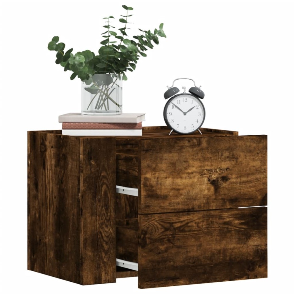 vidaXL Κομοδίνα Επιτοίχια 2 τεμ. Καπνιστή Δρυς 45x30x35 εκ.