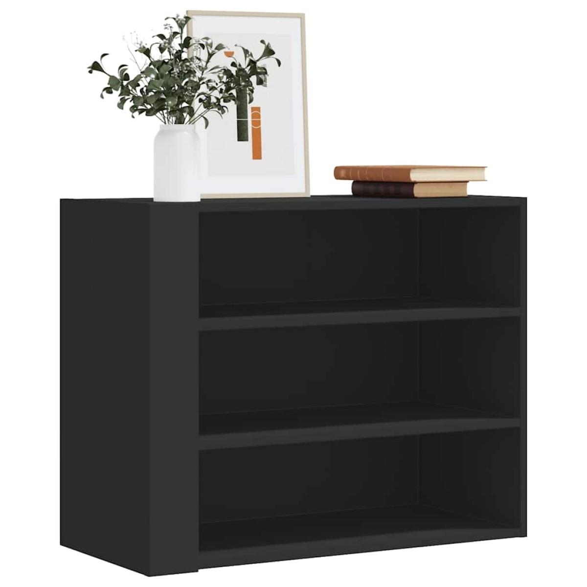 vidaXL Ντουλάπι Τοίχου Μαύρο 75x35x60 εκ. από Επεξεργασμένο Ξύλο