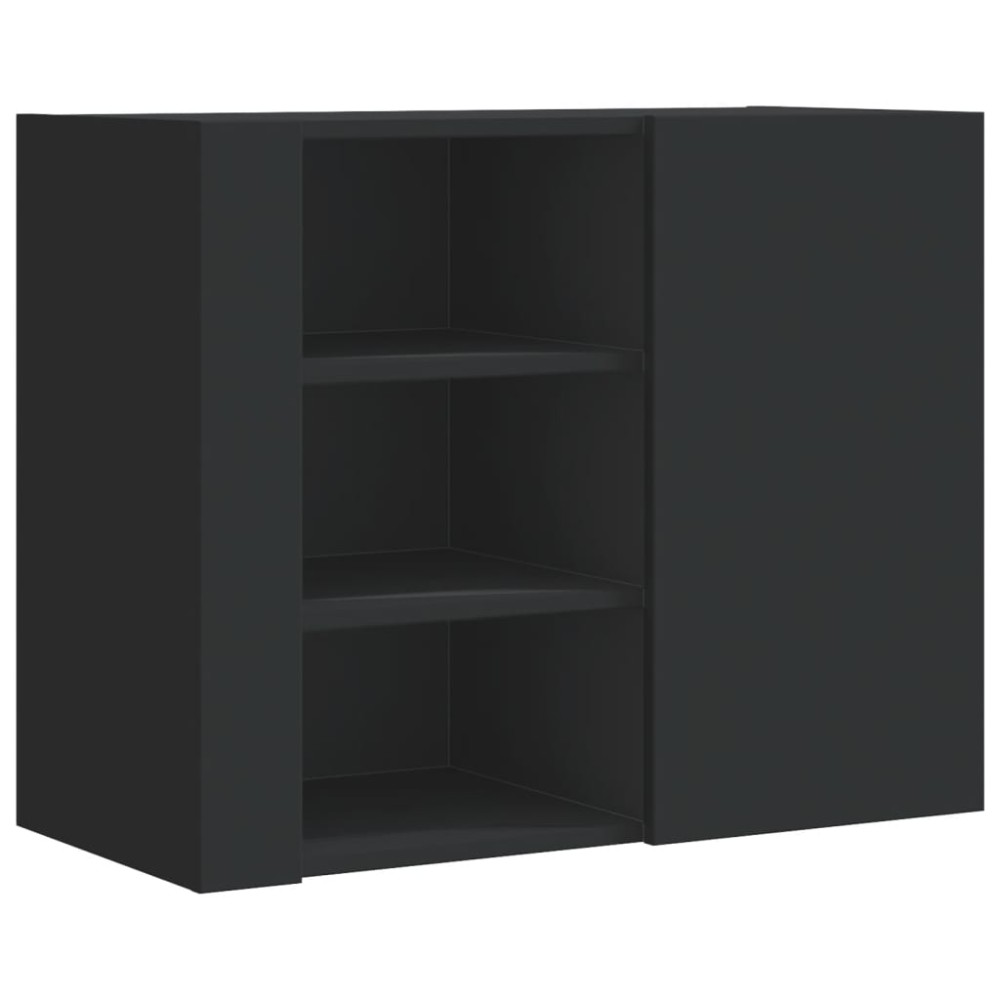 vidaXL Ντουλάπι Τοίχου Μαύρο 75x35x60 εκ. από Επεξεργασμένο Ξύλο