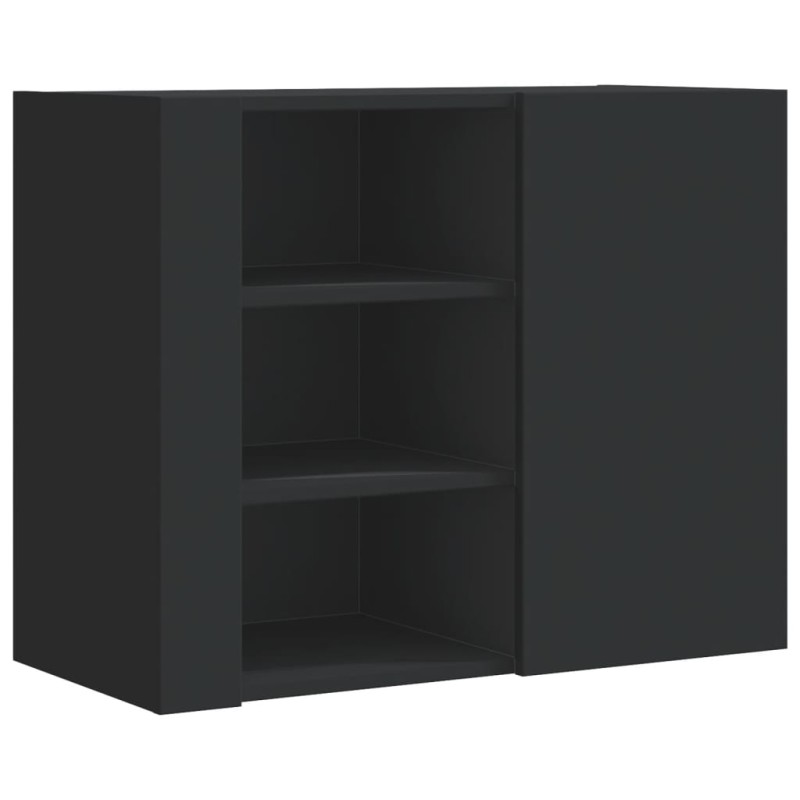 vidaXL Ντουλάπι Τοίχου Μαύρο 75x35x60 εκ. από Επεξεργασμένο Ξύλο