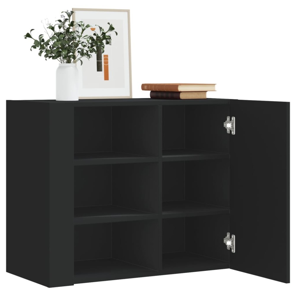 vidaXL Ντουλάπι Τοίχου Μαύρο 75x35x60 εκ. από Επεξεργασμένο Ξύλο