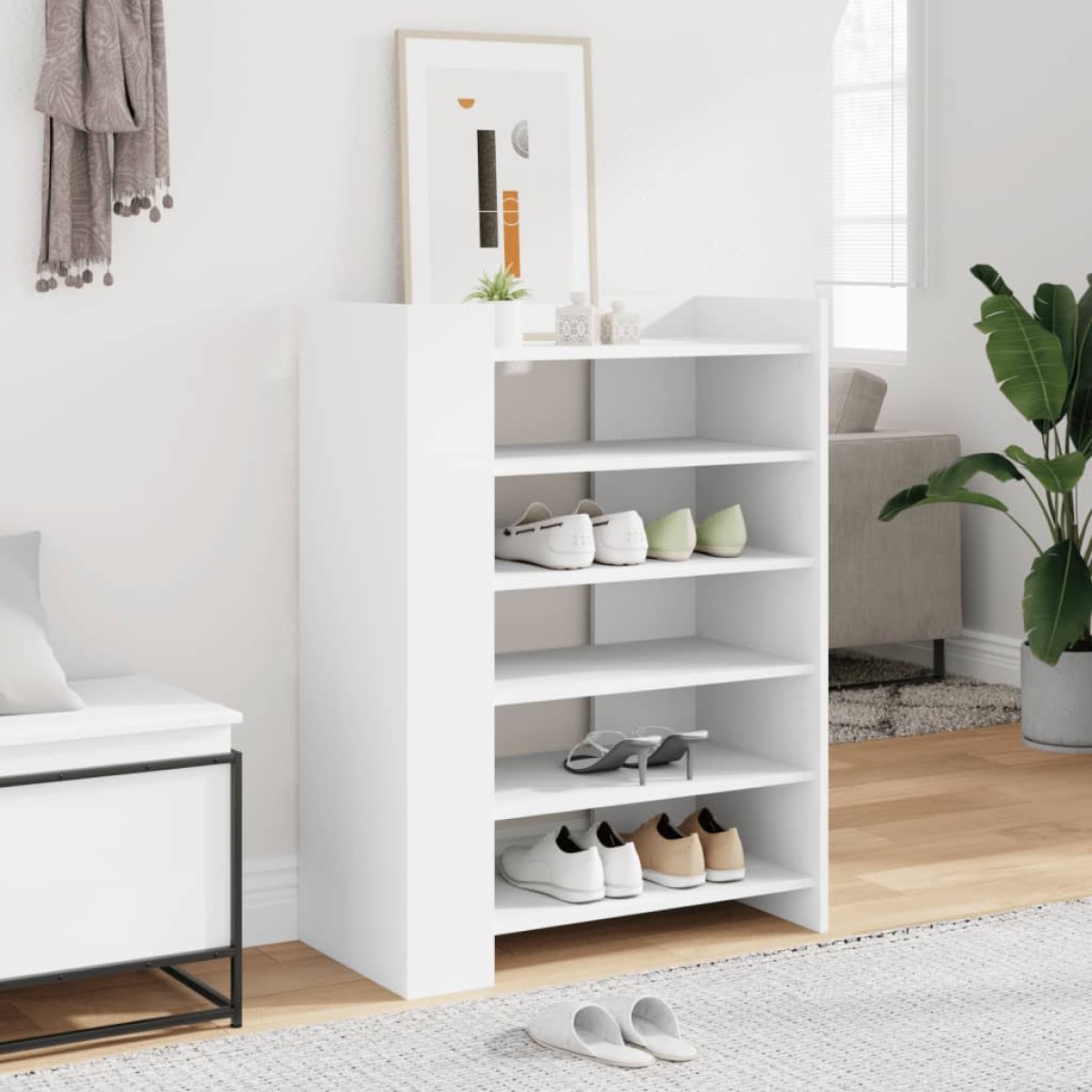vidaXL Παπουτσοθήκη Λευκή 74,5x37,5x100 εκ. από Επεξεργασμένο Ξύλο