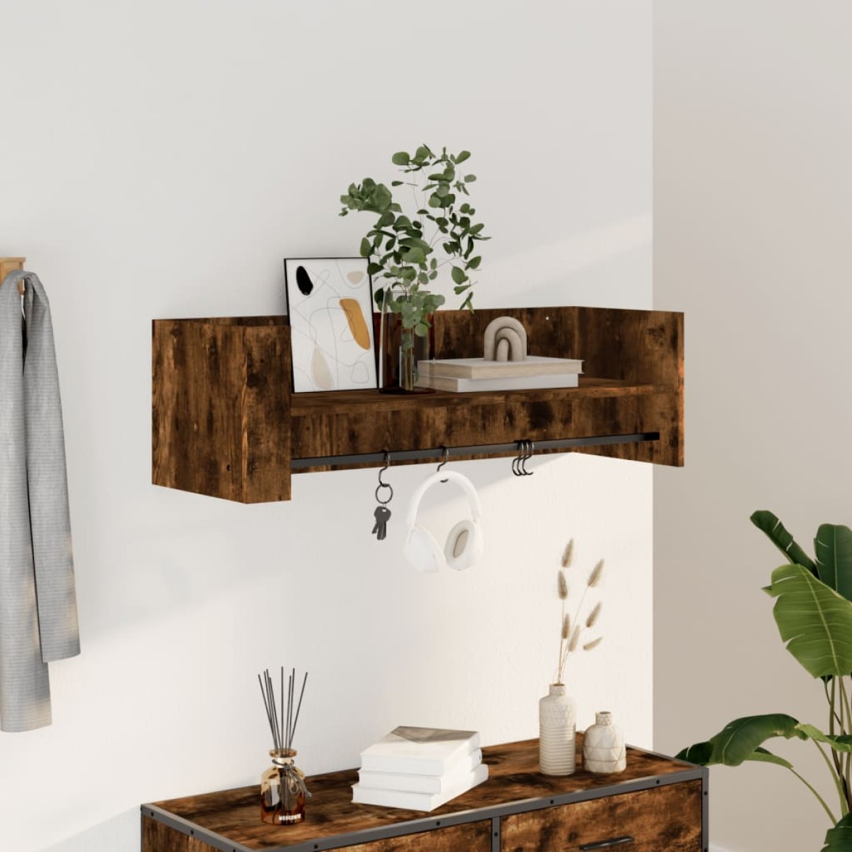 vidaXL Ραφιέρα Τοίχου Καπνιστή Δρυς 100x35x30,5 εκ. Επεξεργασμένο Ξύλο