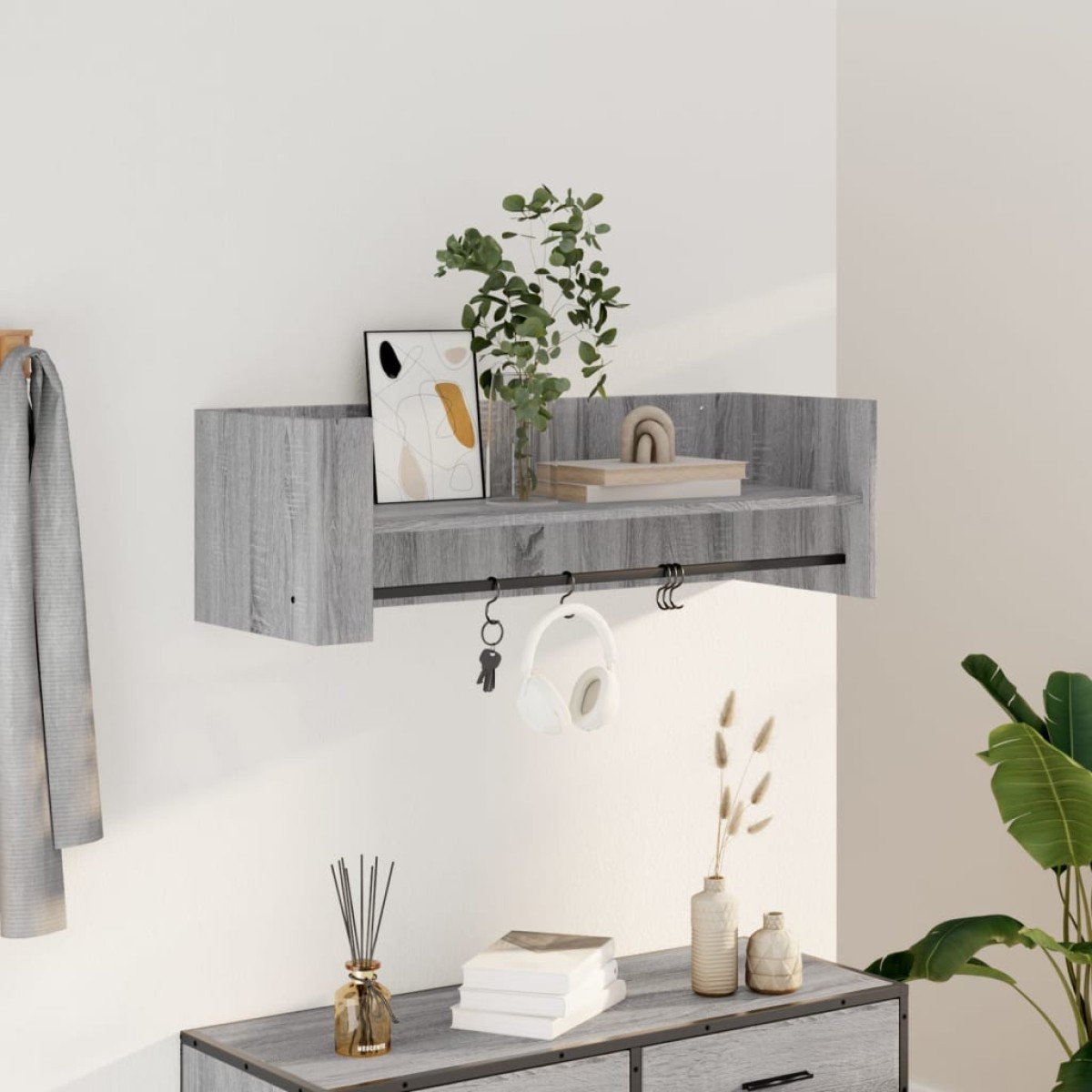 vidaXL Ραφιέρα Τοίχου Γκρι Sonoma 100x35x30,5 εκ. Επεξεργασμένο Ξύλο