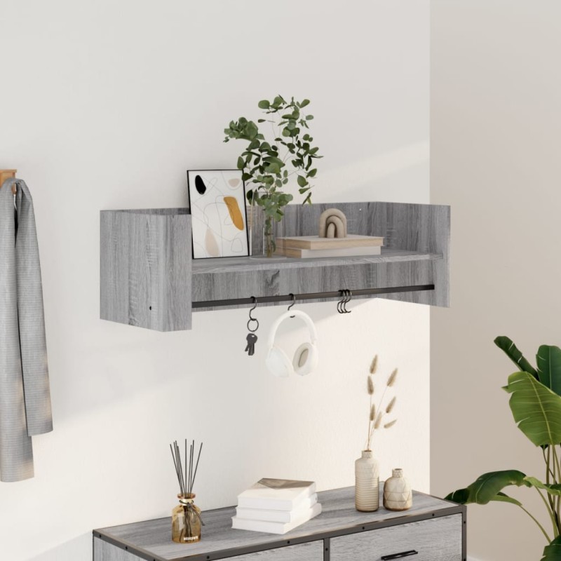 vidaXL Ραφιέρα Τοίχου Γκρι Sonoma 100x35x30,5 εκ. Επεξεργασμένο Ξύλο