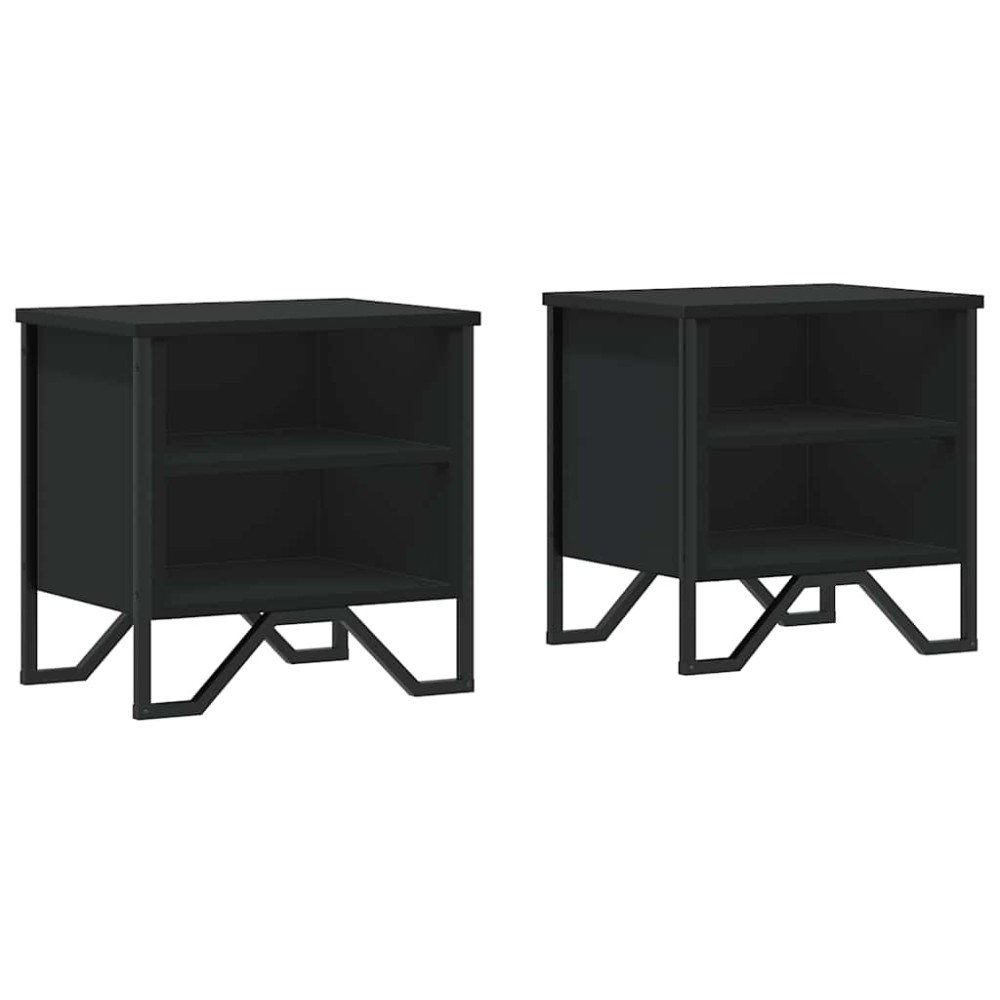 vidaXL Κομοδίνο Μαύρο 2 τεμ. 40 x 30 x 40 εκ. από Επεξεργασμένο Ξύλο