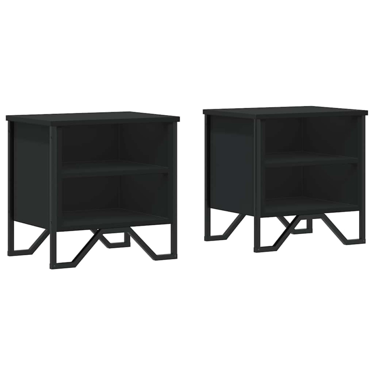 vidaXL Κομοδίνο Μαύρο 2 τεμ. 40 x 30 x 40 εκ. από Επεξεργασμένο Ξύλο