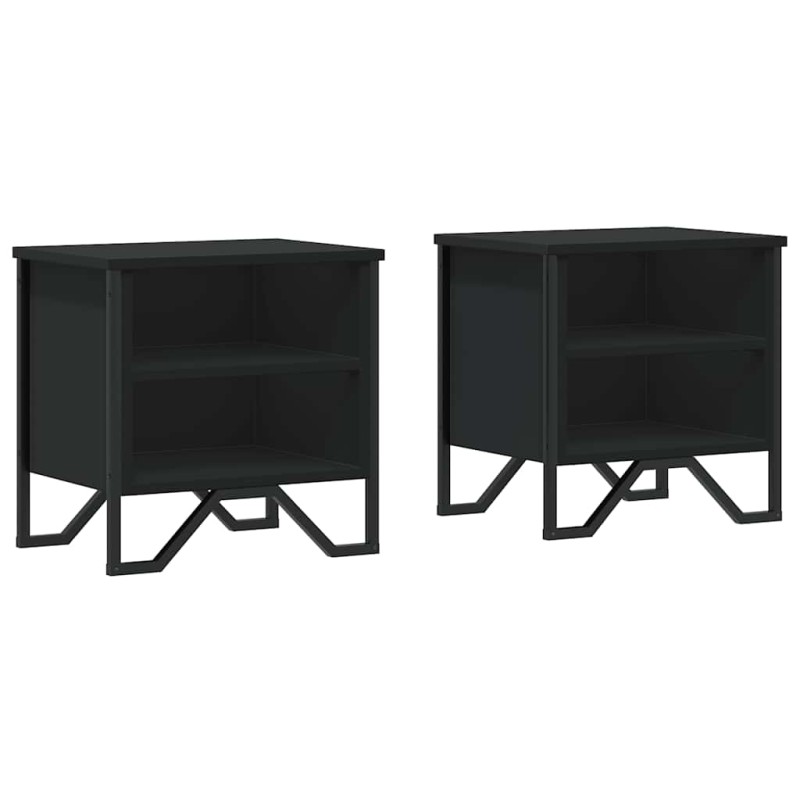 vidaXL Κομοδίνο Μαύρο 2 τεμ. 40 x 30 x 40 εκ. από Επεξεργασμένο Ξύλο