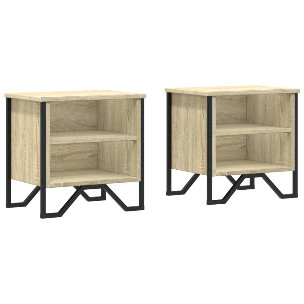 vidaXL Κομοδίνο Χρώμα 2 τεμ. Sonoma Δρυς 40x30x40 εκ. από Επεξ. Ξύλο