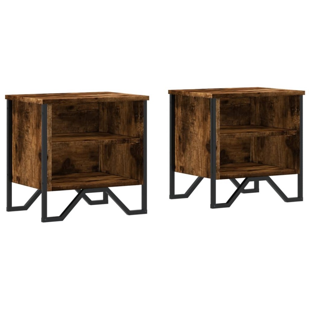 vidaXL Κομοδίνο Καπνιστή Δρυς 2 τεμ. 40x30x40 εκ. Επεξεργασμένο Ξύλο