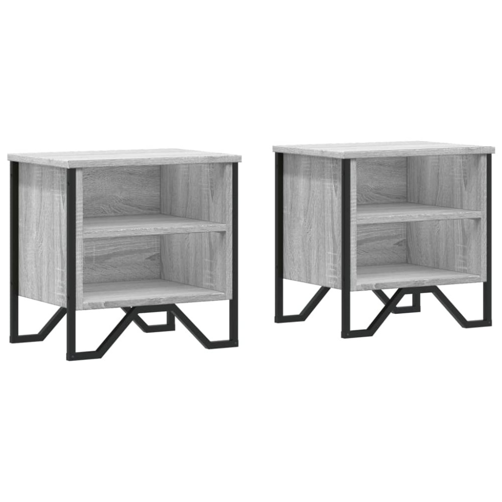 vidaXL Κομοδίνο Χρώμα 2 τεμ. Γκρι Sonoma 40x30x40 εκ. από Επεξ. Ξύλο