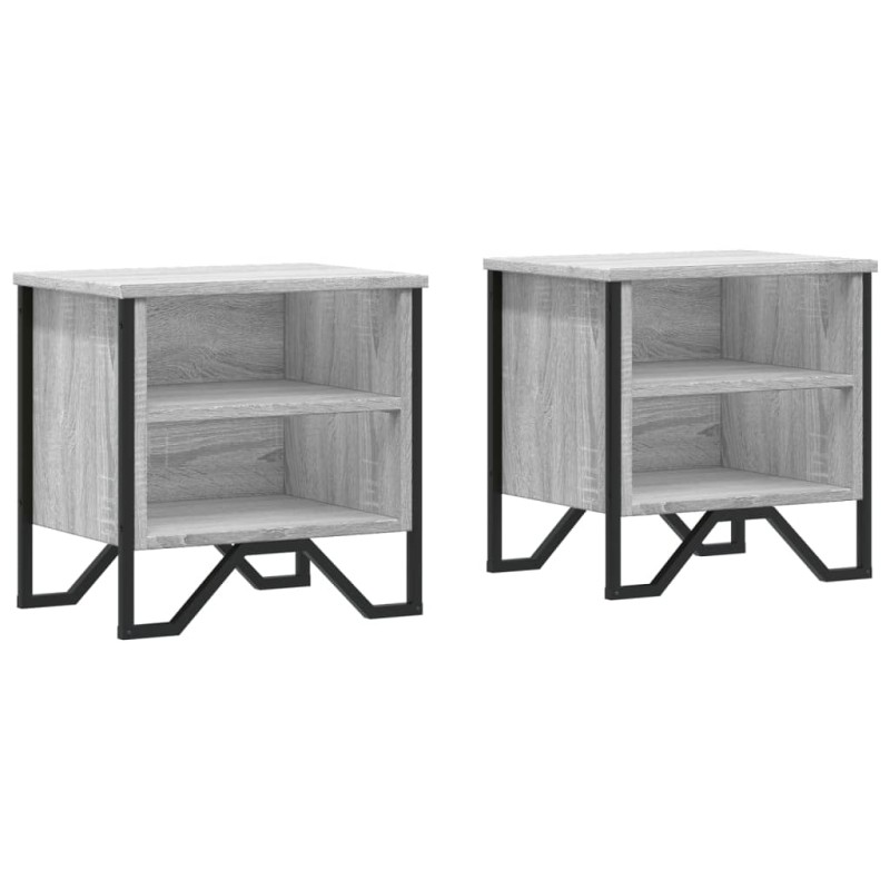 vidaXL Κομοδίνο Χρώμα 2 τεμ. Γκρι Sonoma 40x30x40 εκ. από Επεξ. Ξύλο