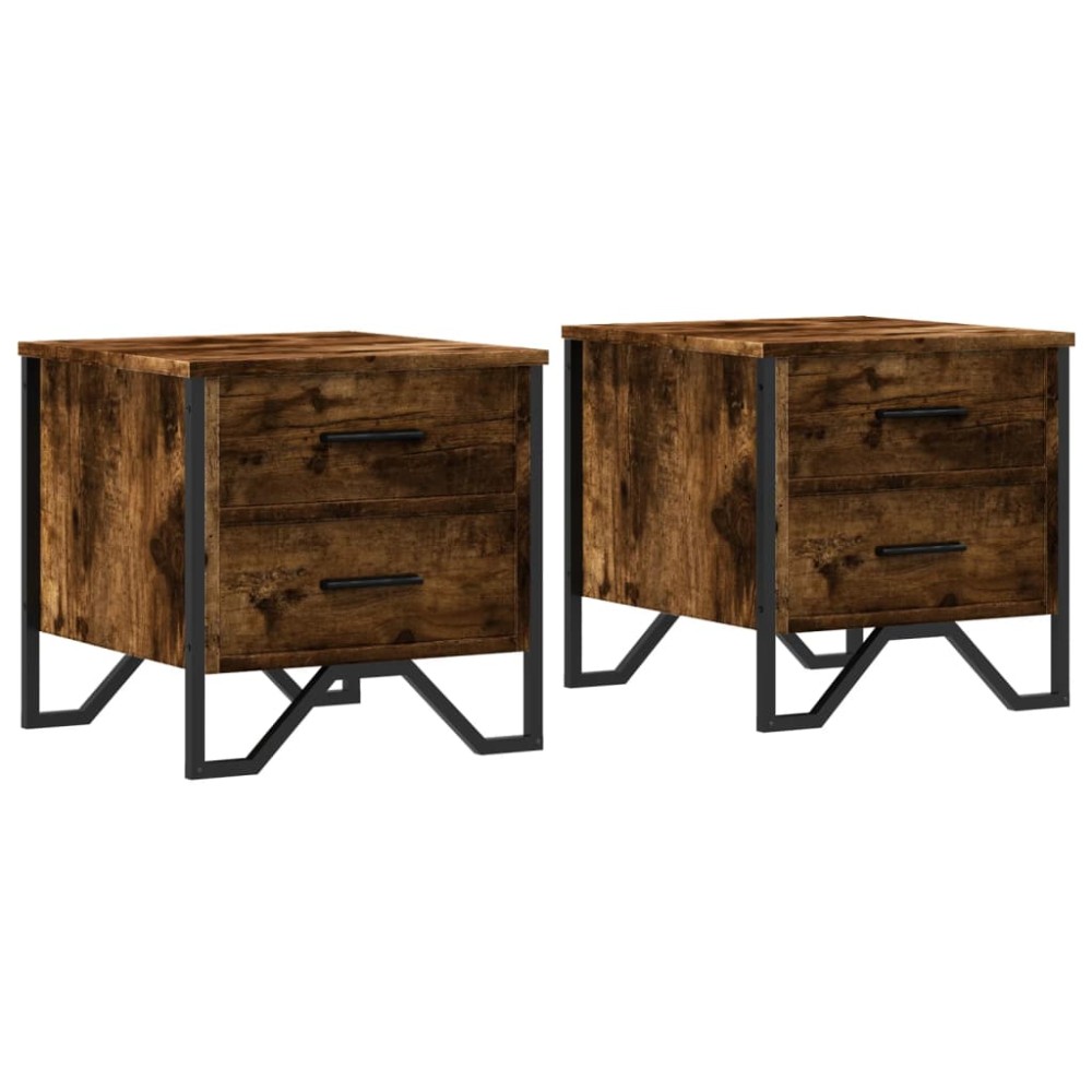 vidaXL Κομοδίνα 2 τεμ. Καπνιστή Δρυς 40x41x40 εκ. Επεξεργασμένο Ξύλο