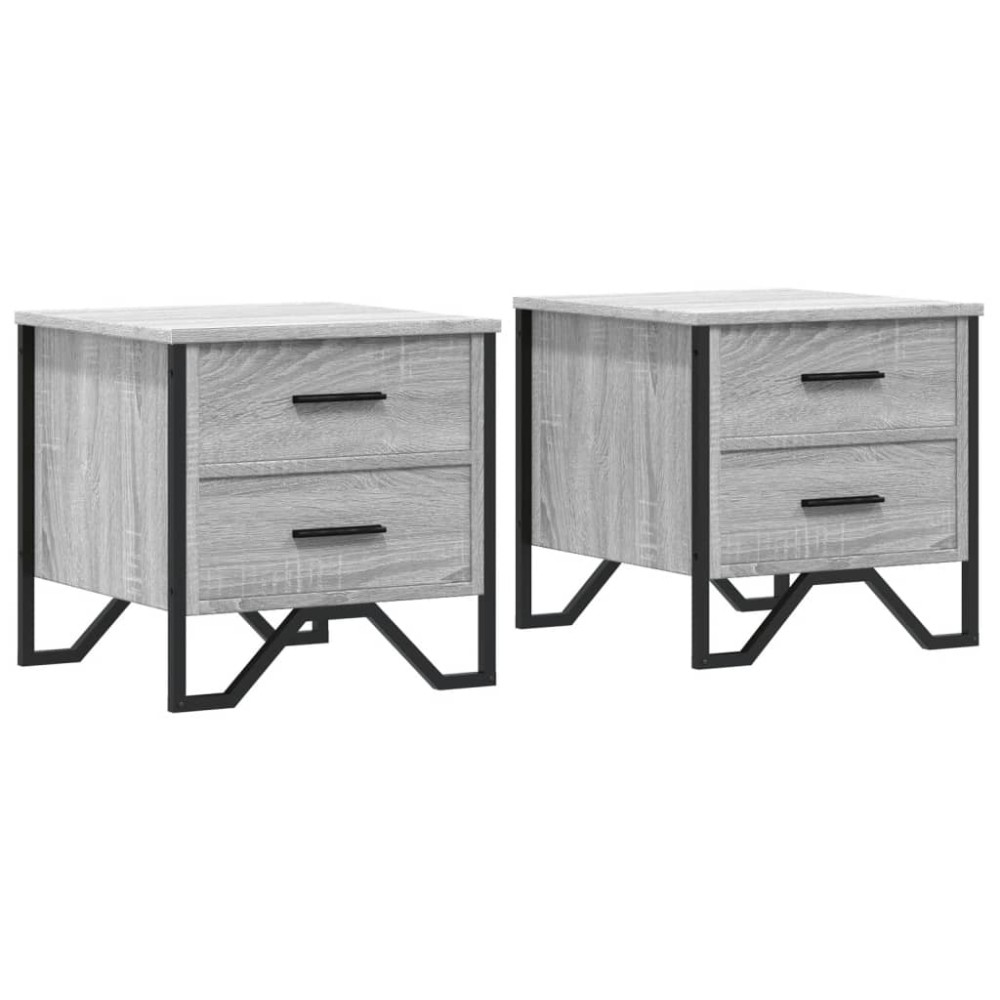 vidaXL Κομοδίνα 2 τεμ. Γκρι Sonoma 40x41x40 εκ. από Επεξεργ. Ξύλο