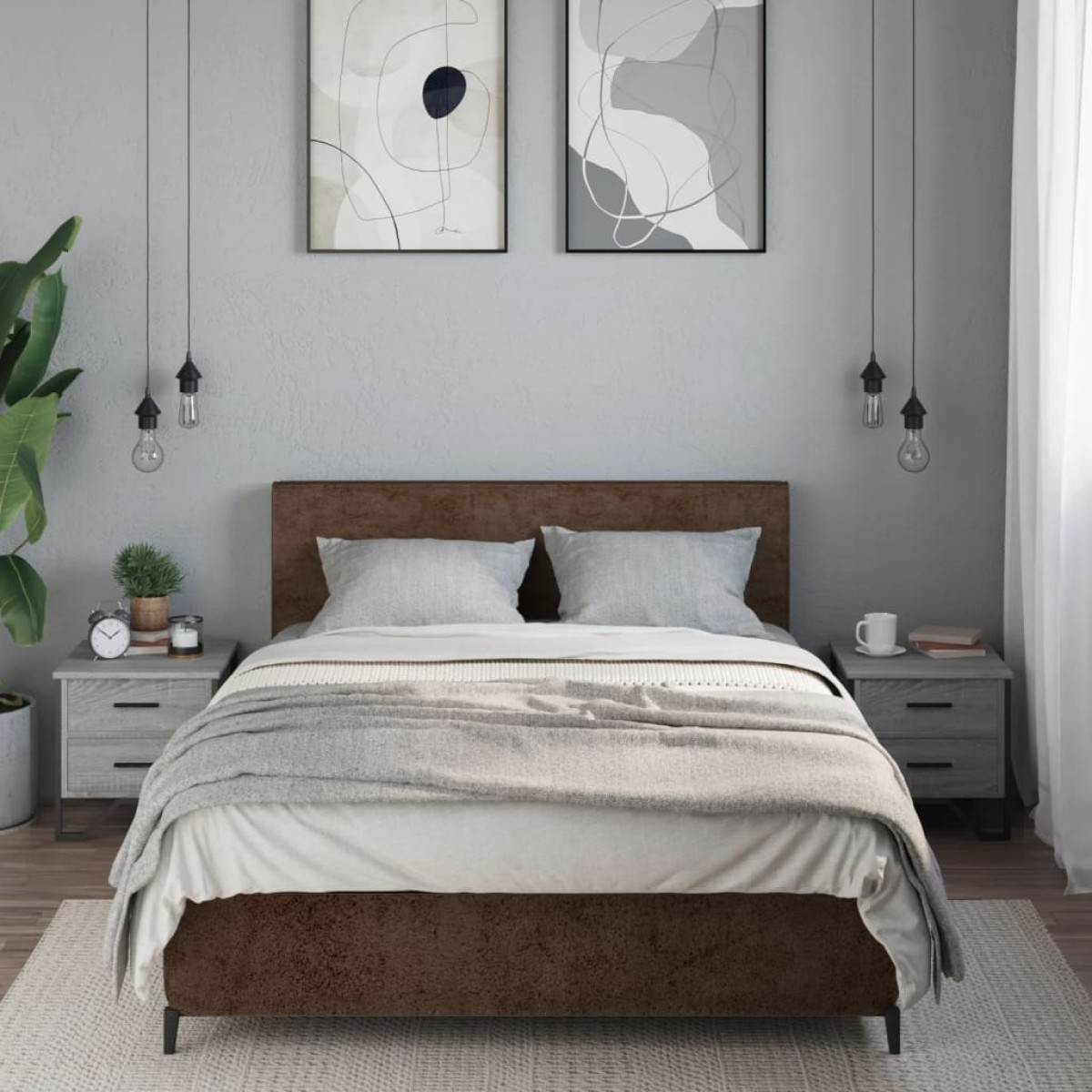 vidaXL Κομοδίνα 2 τεμ. Γκρι Sonoma 40x41x40 εκ. από Επεξεργ. Ξύλο