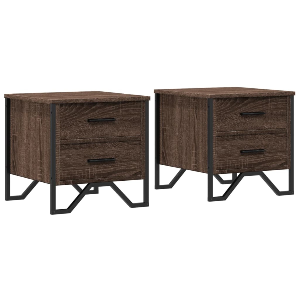 vidaXL Κομοδίνα 2 τεμ. Καφέ Δρυς 40x41x40 εκ. από Επεξεργ. Ξύλο