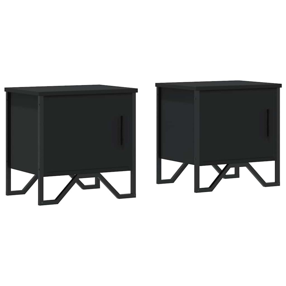 vidaXL Κομοδίνα 2 τεμ. Μαύρα 40 x 30 x 40 εκ. από Επεξεργασμένο Ξύλο