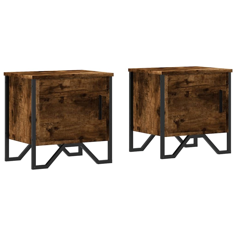 vidaXL Κομοδίνα 2 τεμ. Καπνιστή Δρυς 40x30x40 εκ. από Επεξεργ. Ξύλο