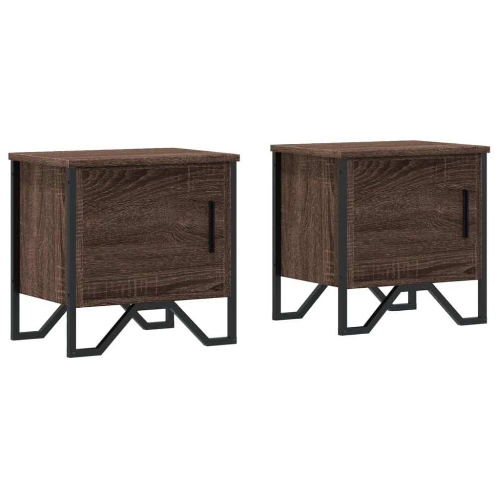 vidaXL Κομοδίνα 2 τεμ. Καφέ Δρυς 40x30x40 εκ. από Επεξεργ. Ξύλο