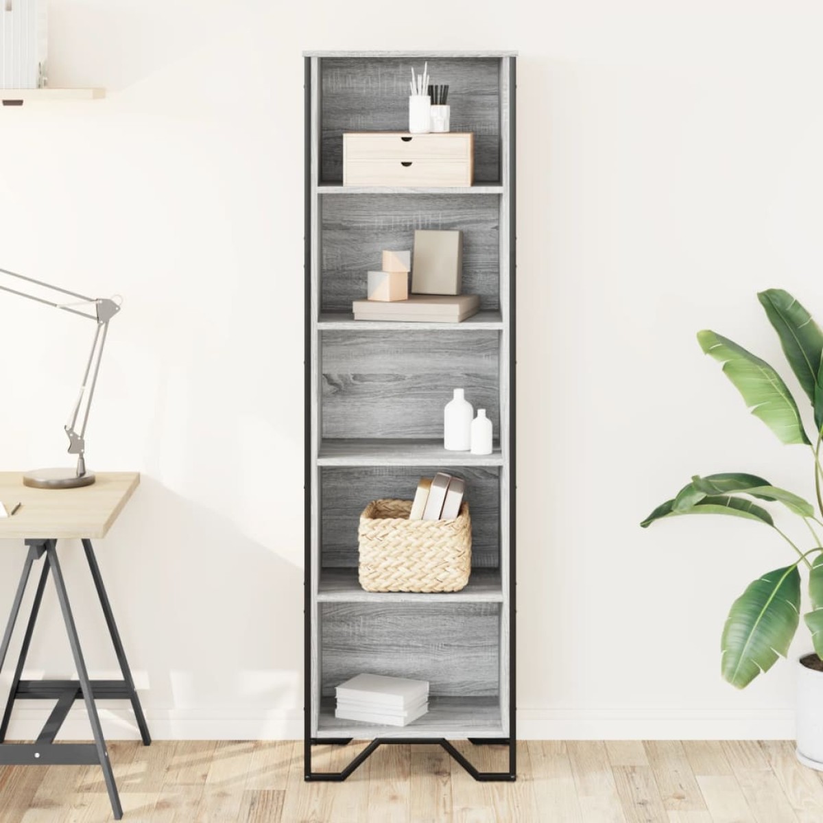 vidaXL Βιβλιοθήκη Γκρι Sonoma 50x31x169 εκ. από Επεξεργ. Ξύλο