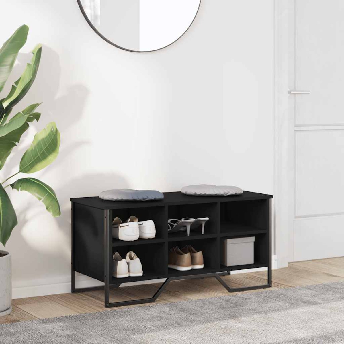 vidaXL Παπουτσοθήκη Μαύρο 90x38x45,5 εκ. από Επεξεργασμένο Ξύλο