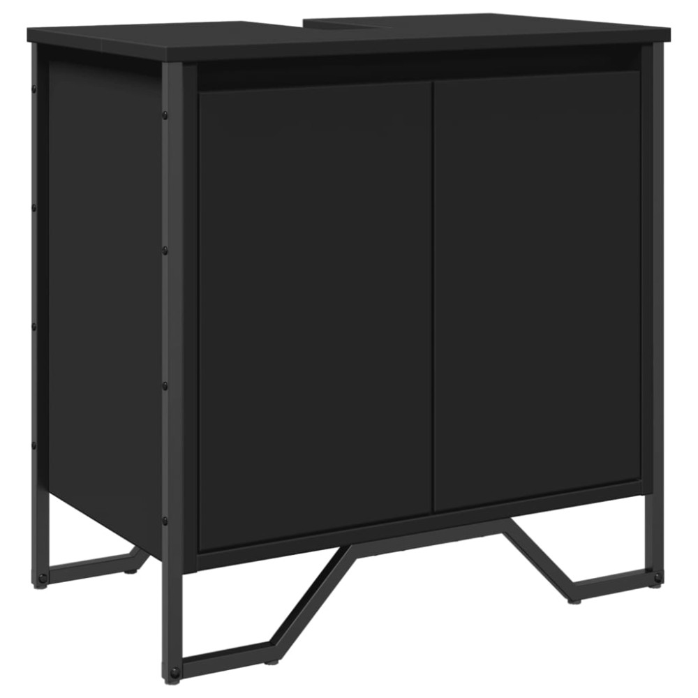 vidaXL Ντουλάπι Νιπτήρα Μπάνιου Μαύρο 60x35x60 εκ. Επεξεργασμένο Ξύλο