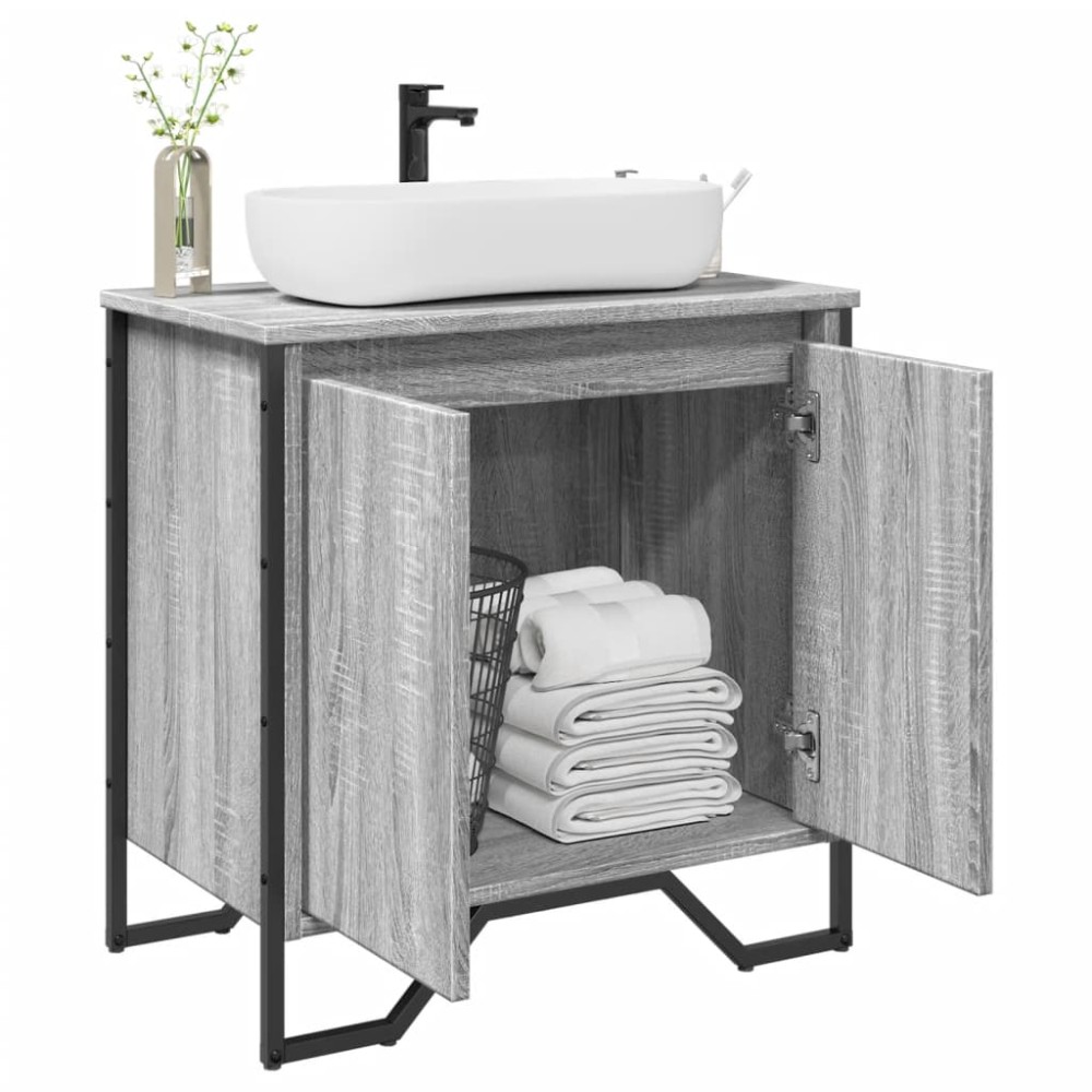 vidaXL Ντουλάπι Νιπτήρα Μπάνιου Γκρι Sonoma 60x35x60 εκ. Επεξ. Ξύλο