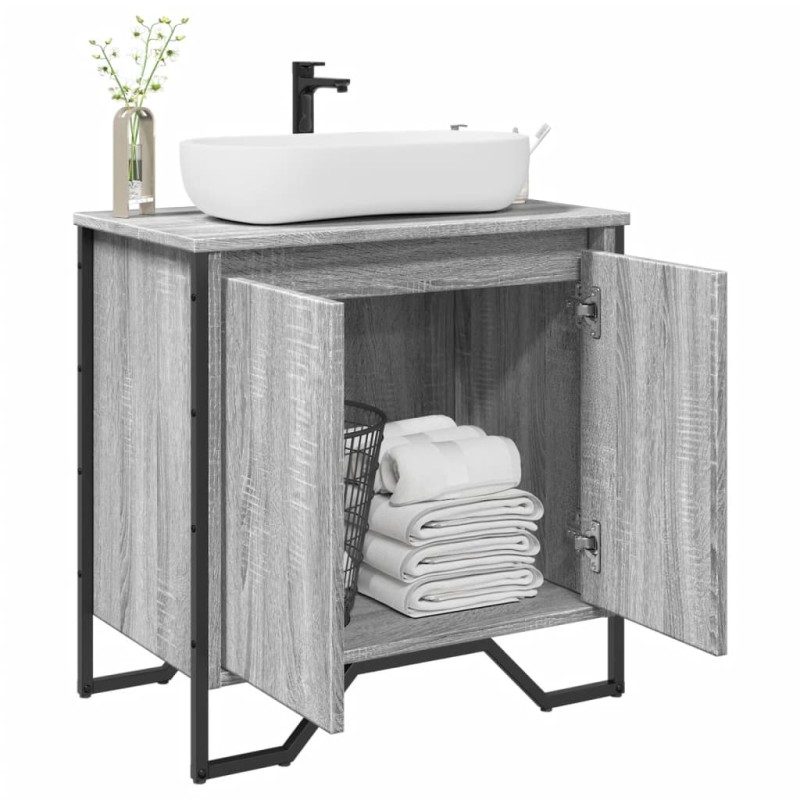 vidaXL Ντουλάπι Νιπτήρα Μπάνιου Γκρι Sonoma 60x35x60 εκ. Επεξ. Ξύλο