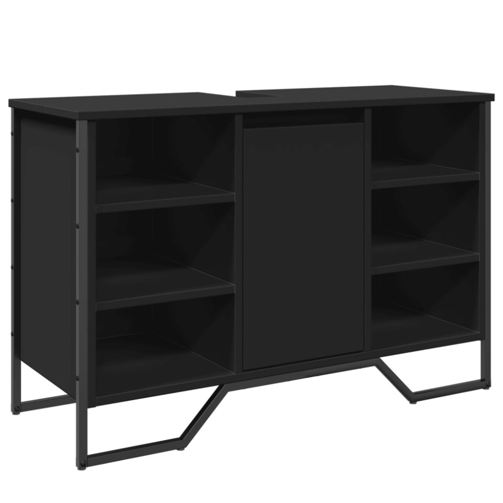 vidaXL Ντουλάπι Νιπτήρα Μπάνιου Μαύρο 91x35x60 εκ. Επεξεργασμένο Ξύλο