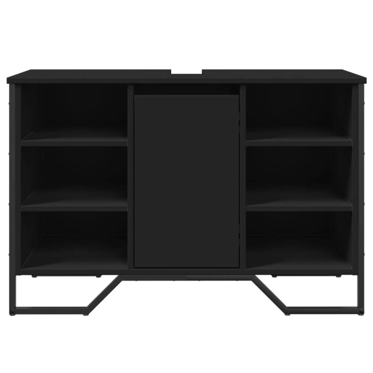 vidaXL Ντουλάπι Νιπτήρα Μπάνιου Μαύρο 91x35x60 εκ. Επεξεργασμένο Ξύλο