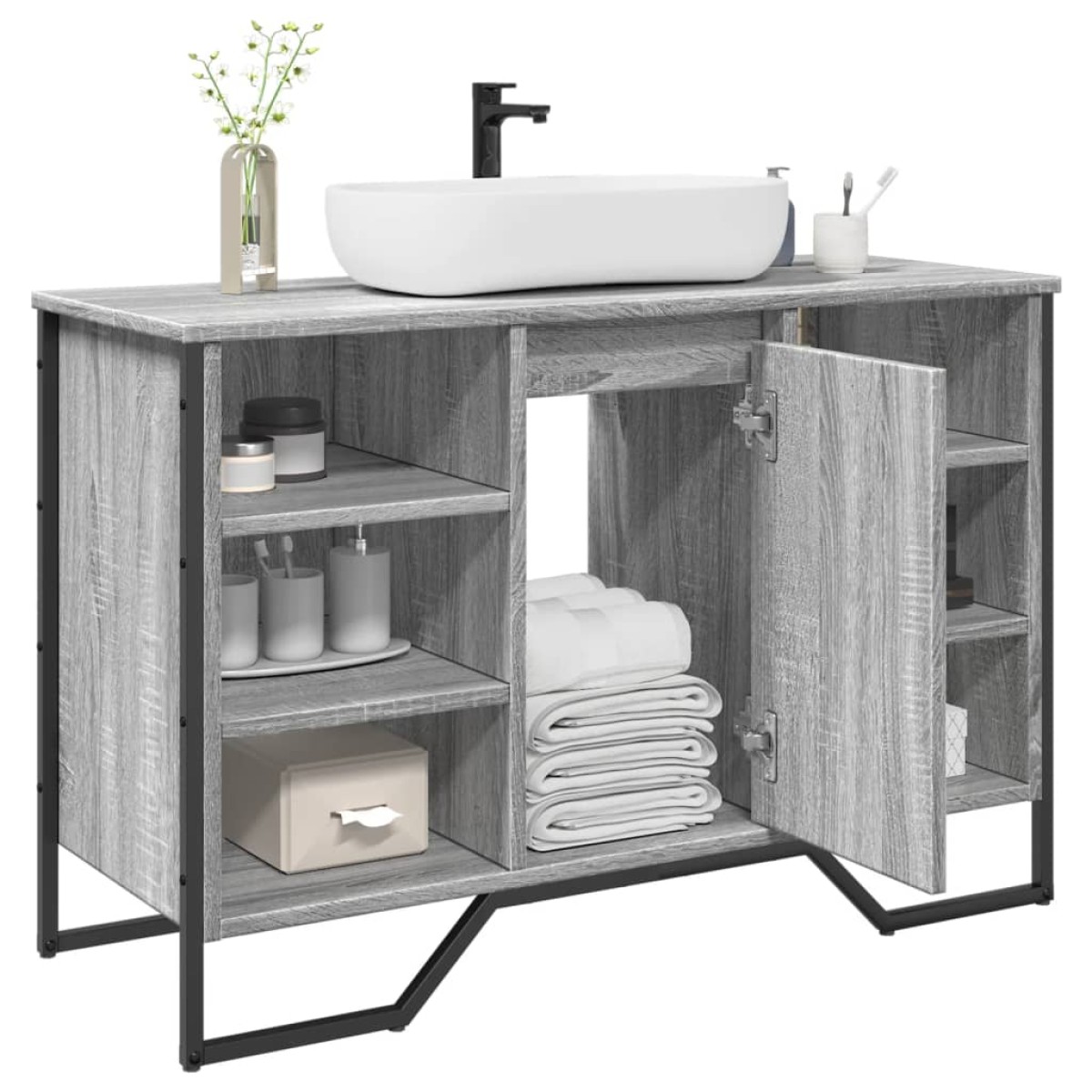 vidaXL Ντουλάπι Νιπτήρα Μπάνιου Γκρι Sonoma 91x35x60 εκ. Επεξ. Ξύλο