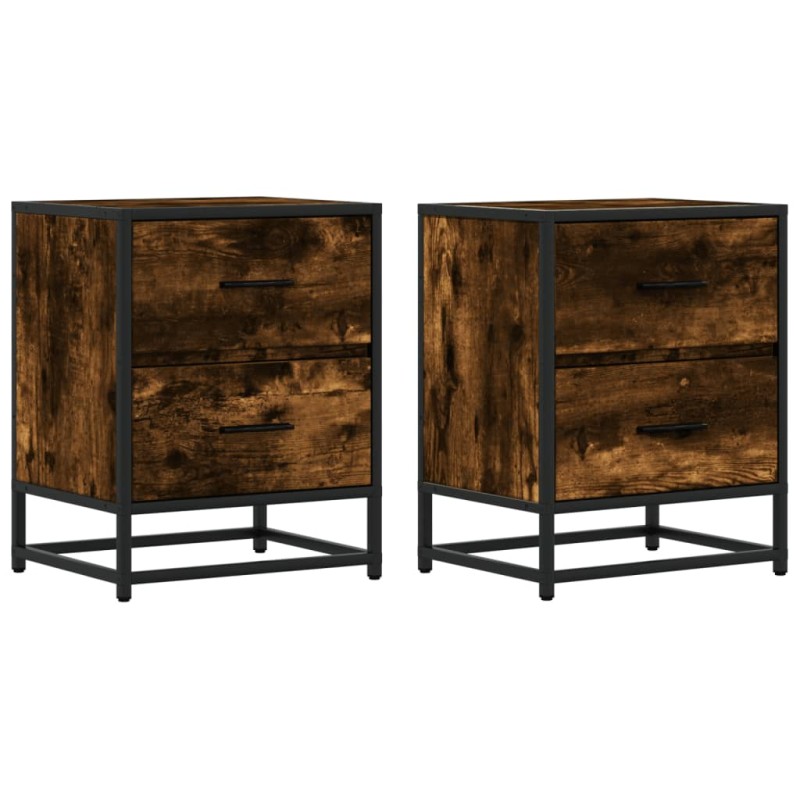 vidaXL Κομοδίνα 2 τεμ. Καπνιστή Δρυς 40x31x50 εκ. Επεξεργασμένο Ξύλο