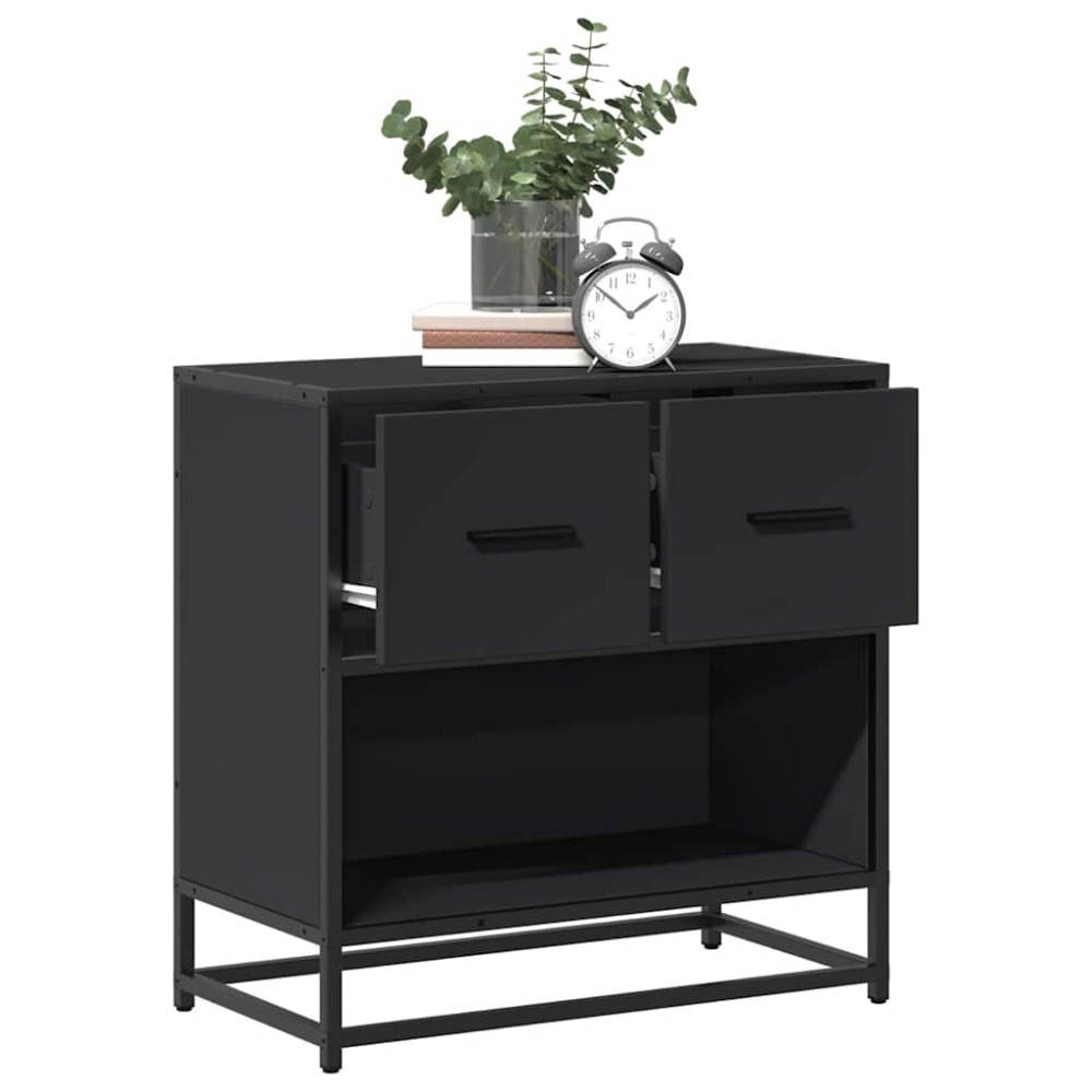 vidaXL Κομοδίνο Μαύρο 60x31x60 cm Κατασκευασμένο ξύλο και μέταλλο