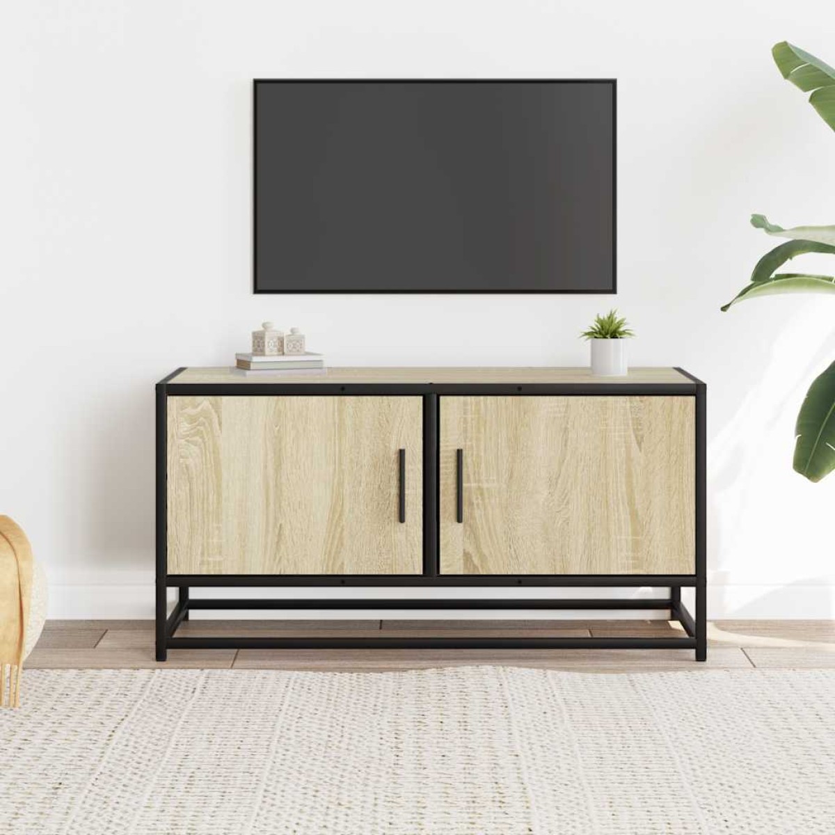 vidaXL Έπιπλο Τηλεόρασης Sonoma Δρυς 80x34,5x40εκ Επεξ. Ξύλο/Μέταλλο
