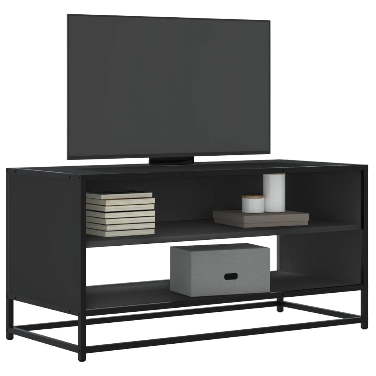 vidaXL Έπιπλο Τηλεόρασης Μαύρο 91x40x46 εκ. από Επεξεργ. Ξύλο/Μέταλλο