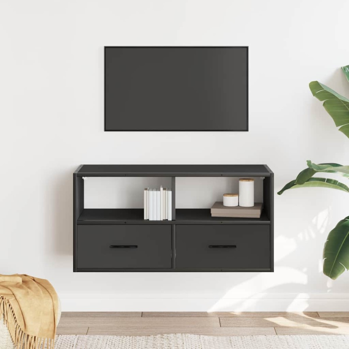vidaXL Έπιπλο Τηλεόρασης Μαύρο 80x31x39,5 εκ. Επεξεργ. Ξύλο / Μέταλλο