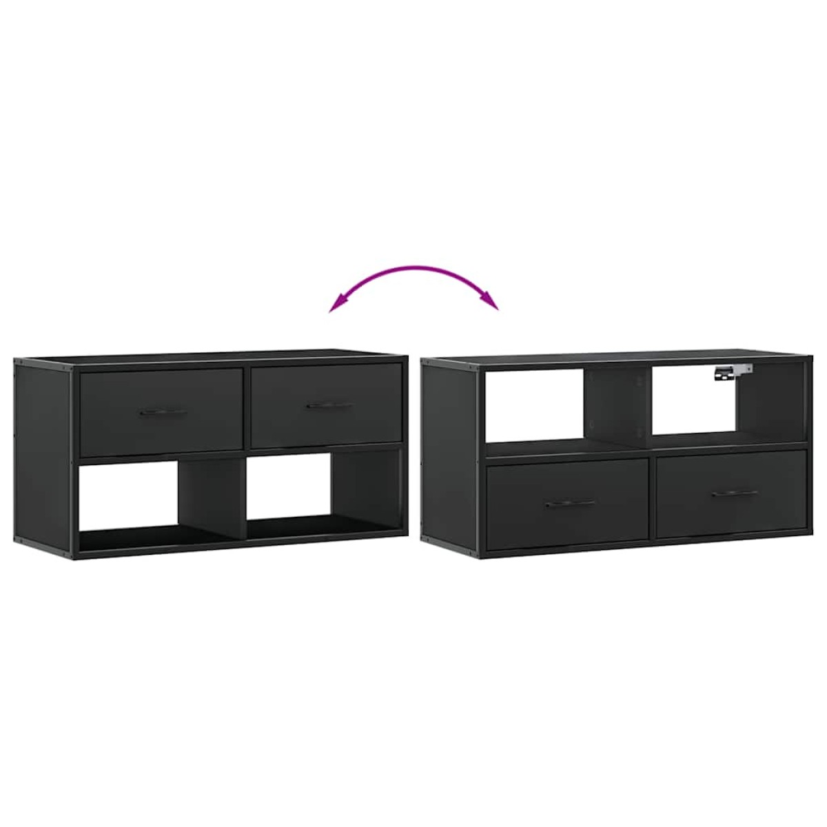 vidaXL Έπιπλο Τηλεόρασης Μαύρο 80x31x39,5 εκ. Επεξεργ. Ξύλο / Μέταλλο