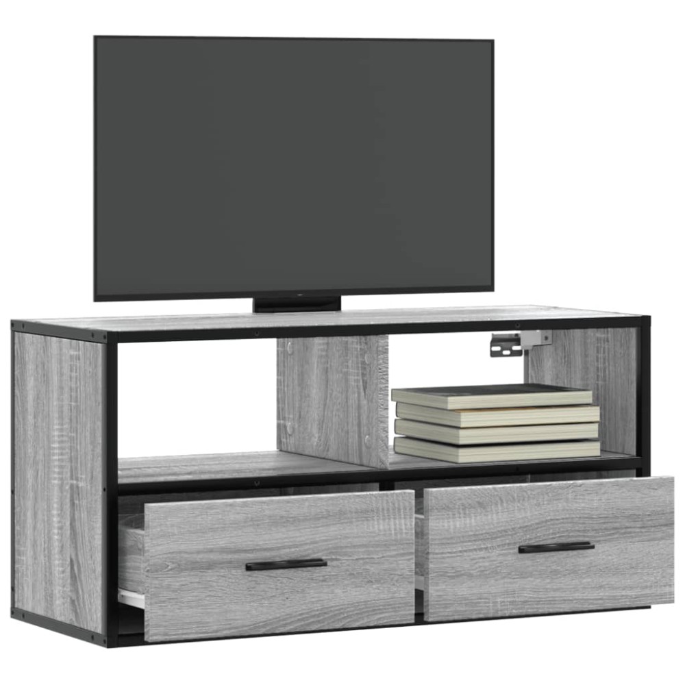 vidaXL Έπιπλο Τηλεόρασης Γκρι Sonoma 80x31x39,5 εκ. Επεξ.Ξύλο/Μέταλλο