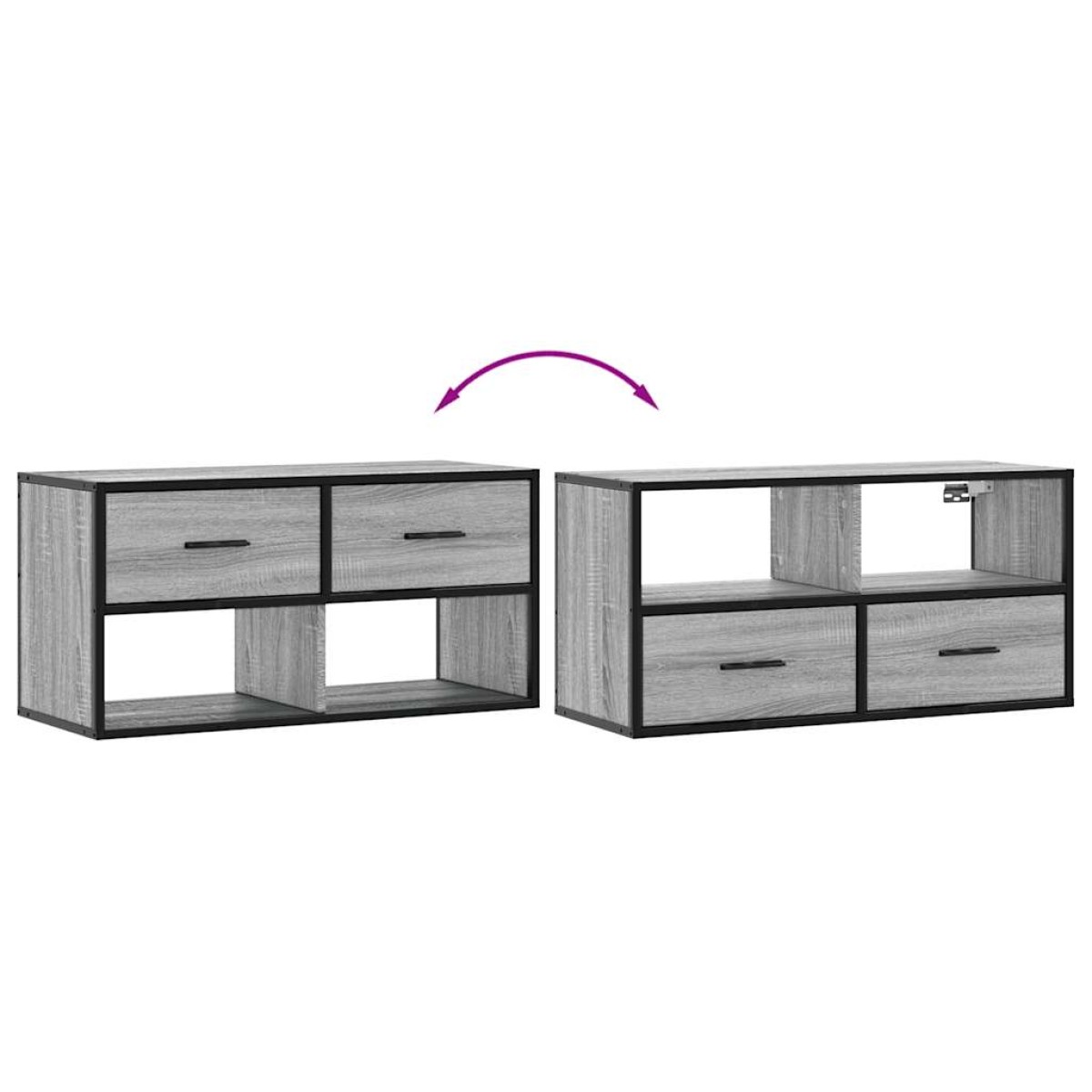 vidaXL Έπιπλο Τηλεόρασης Γκρι Sonoma 80x31x39,5 εκ. Επεξ.Ξύλο/Μέταλλο