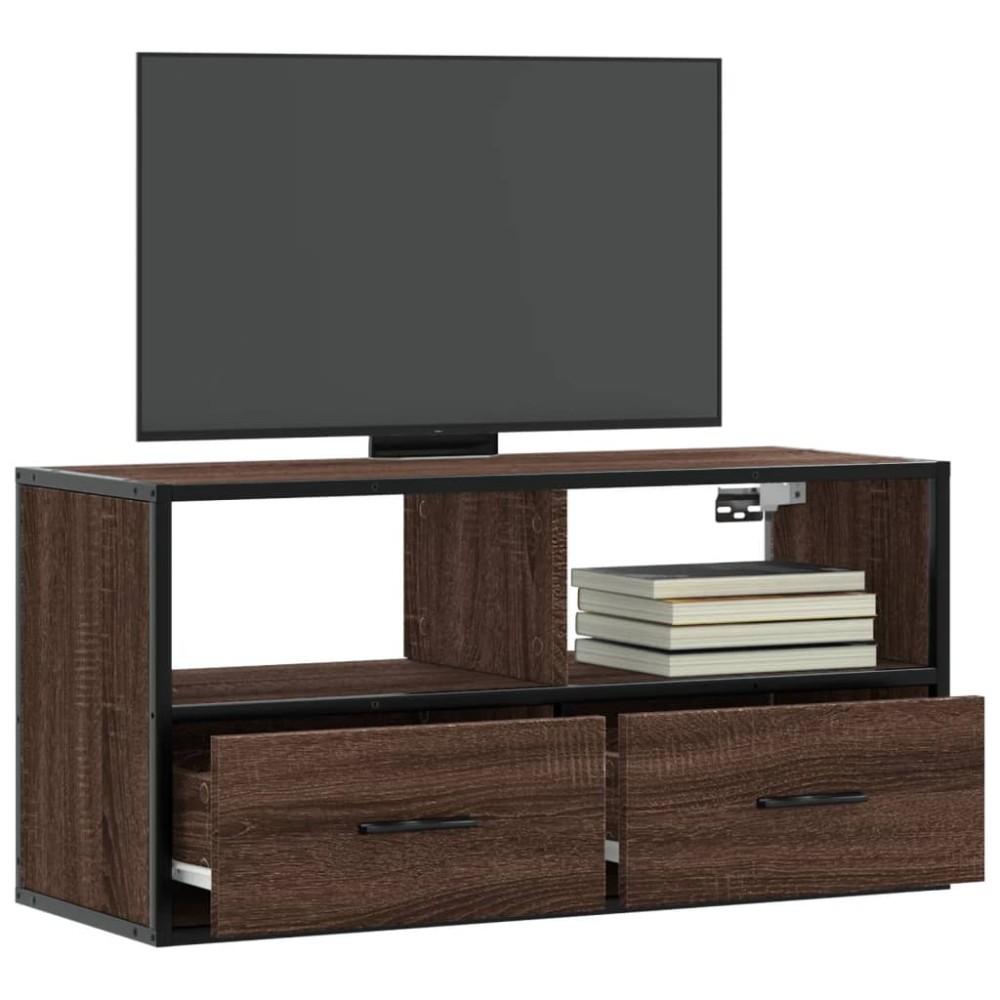 vidaXL Έπιπλο Τηλεόρασης Καφέ Δρυς 80x31x39,5 εκ Επεξ.Ξύλο/Μέταλλο