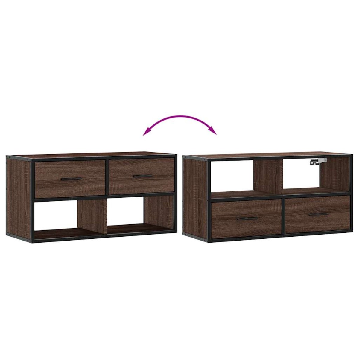vidaXL Έπιπλο Τηλεόρασης Καφέ Δρυς 80x31x39,5 εκ Επεξ.Ξύλο/Μέταλλο