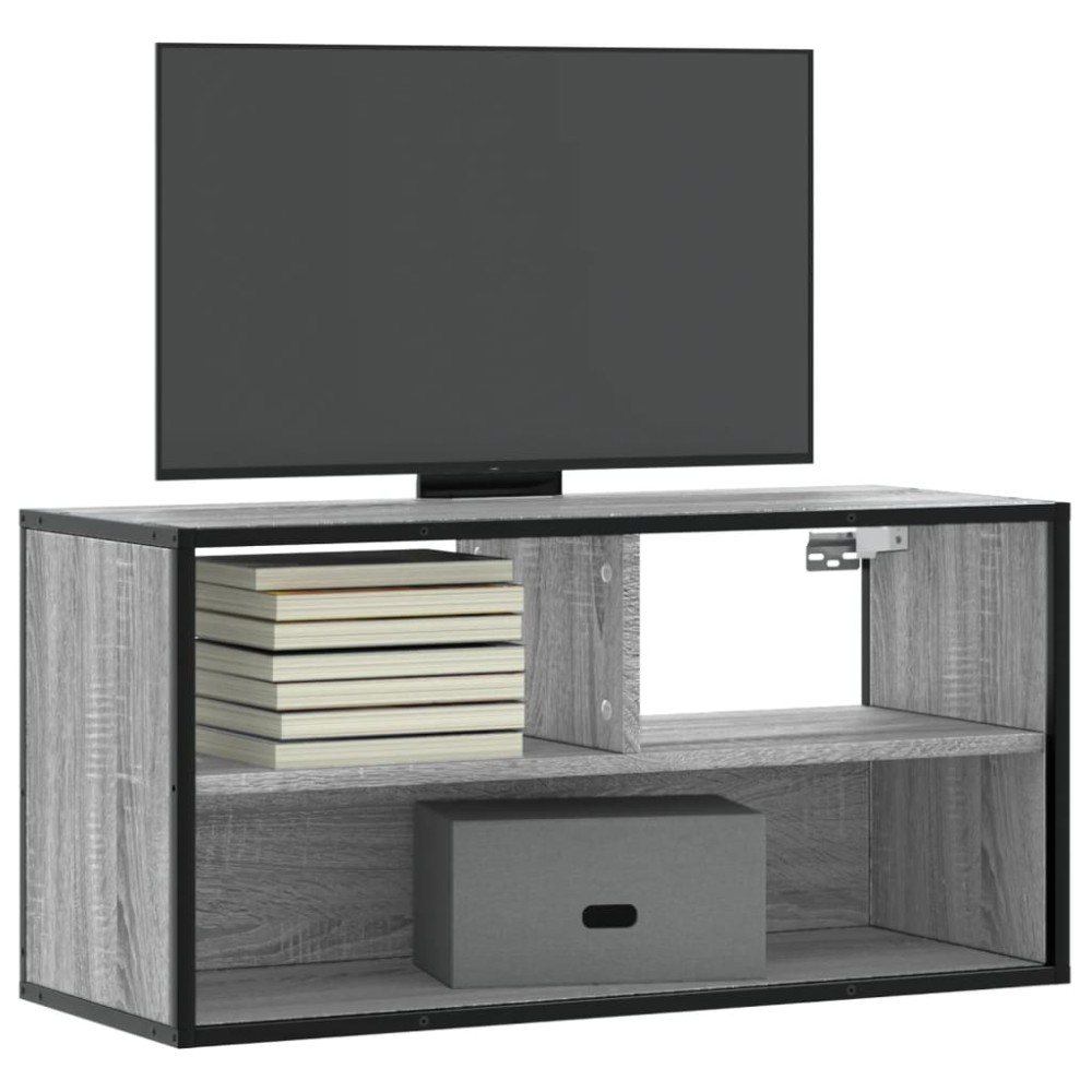 vidaXL Έπιπλο Τηλεόρασης Γκρι Sonoma 80x31x39,5 εκ. Επεξ.Ξύλο/Μέταλλο