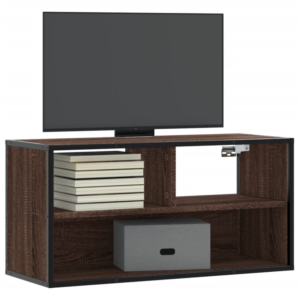 vidaXL Έπιπλο Τηλεόρασης Καφέ Δρυς 80x31x39,5 εκ Επεξ.Ξύλο/Μέταλλο