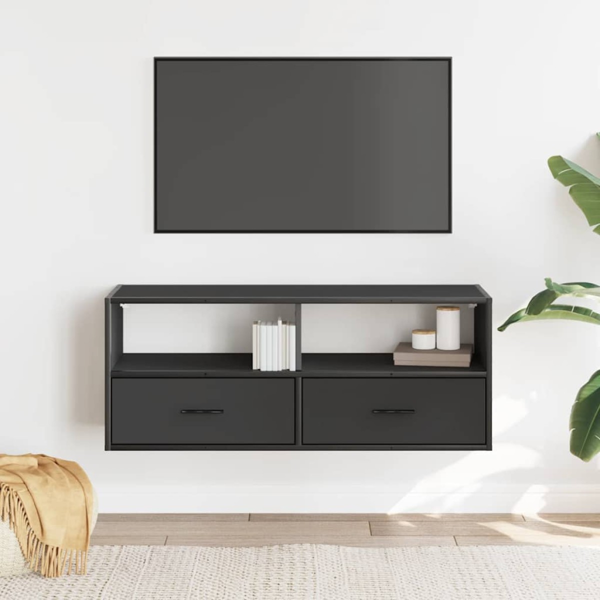 vidaXL Έπιπλο Τηλεόρασης Μαύρο 100x31x39,5 εκ. Επεξεργ. Ξύλο / Μέταλλο