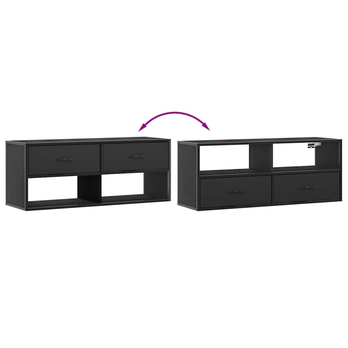 vidaXL Έπιπλο Τηλεόρασης Μαύρο 100x31x39,5 εκ. Επεξεργ. Ξύλο / Μέταλλο