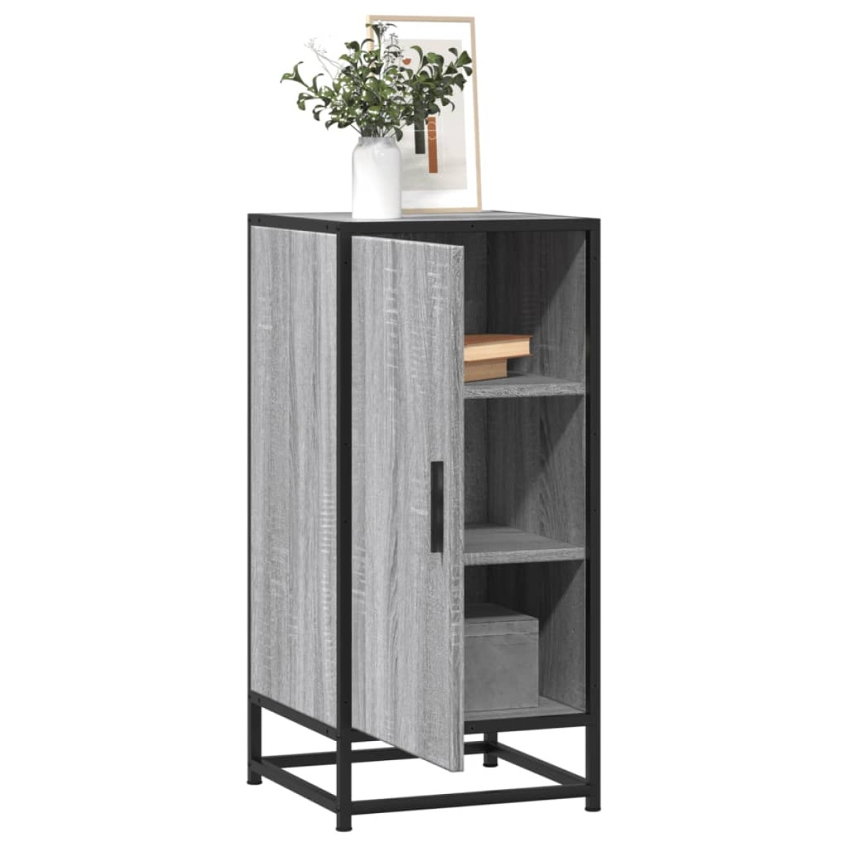 vidaXL Ραφιέρα Γκρι Sonoma 35,5x35x76 εκ. Επεξ. Ξύλο + Μέταλλο